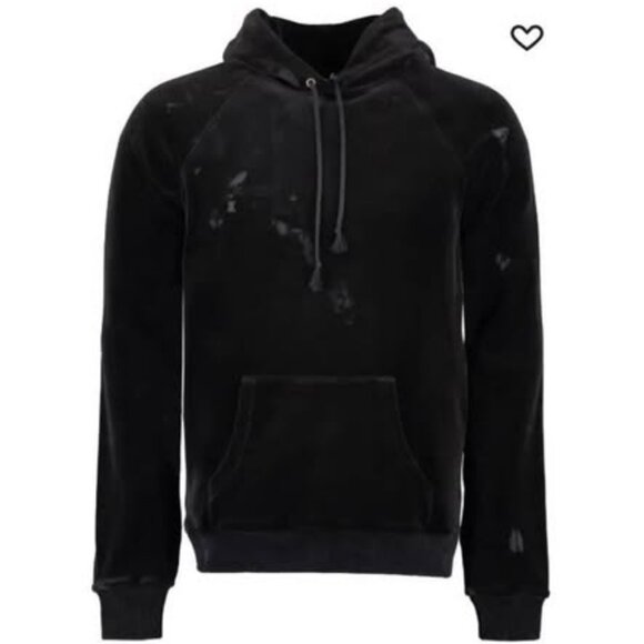 Saint Laurent Black Distressed Effect Hoodie Size M Mint! - Picture 1 of 4
